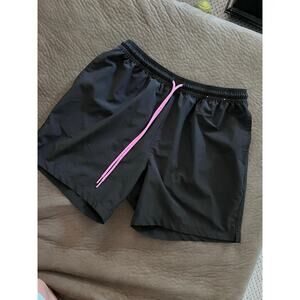 Chubbies Swim Trunks Mens L Black Flamingo 7" Shorts Beach Lined Surf